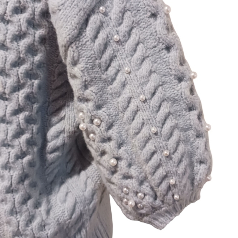 ASTR Koami Pearl Embellished Cableknit Sweater Haze Blue - Picture 4 of 10